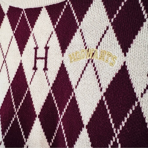 Harry Potter Hogwarts Argyle Cropped Long Sleeve Girls Sweater Size 10/12 H&M - Picture 4 of 10
